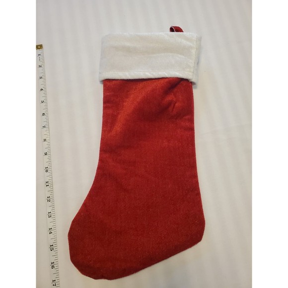 17" CHRISTMAS TREE STOCKING Home for the Holidays Velvet EMBROIDERED SANTA Red - Picture 3 of 3